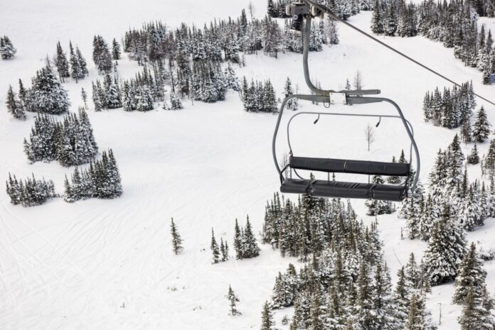 Empty ski lift in the ski resort Empty ski lift in the ski resort