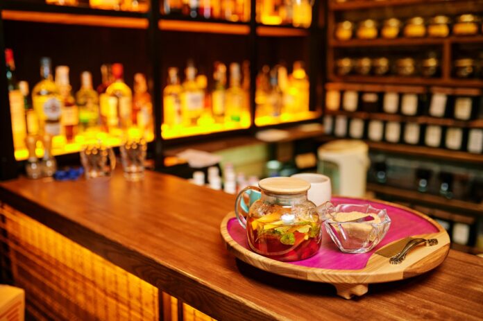 Hookah bar counter, tonic drinks, nobody