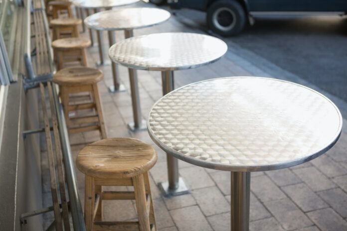 Stylish bar stool with table at the bakery Stylish bar stool with table at the bakery