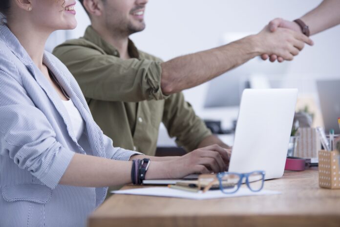 Shaking hands after job interview Shaking hands after job interview