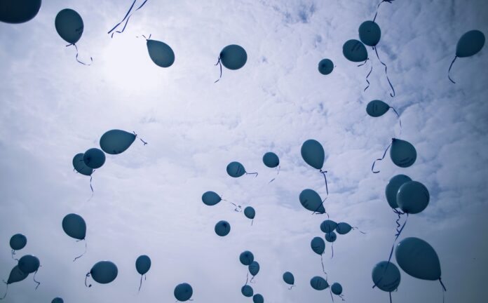 Blue balloons up in the sky Blue balloons up in the sky