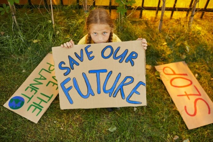 Girl Protesting for Ecology and Environment
